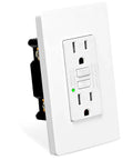 100 Pack 15 Amp 125 Volt Gfci Outlets With Crisp Led Indicators And Built Tough Weatherproof Housing For Patios Or Workshops Along With Nice Wall Plates And Fasteners For Total Electrical Worry Free Setup, white wall socket with LED indicator.