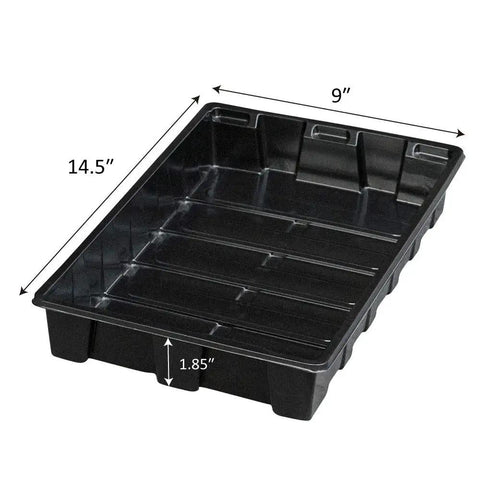 Black plastic Reusable Seed Tray Set For Easy Grow Seed Starting Microgreens Indoor Gardening And Greenhouse Nurseries No Drain Holes For Mess Free Watering 14.5 By 9 Inches 10 Pack