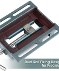 Built Tough 6 Inch Drill Press Vise Cast Iron Bench Clamp showing dual rail fixing for precision milling and drilling.