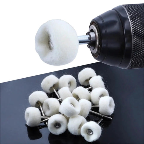 Mini Wool Felt Polishing Wheel Kit For Rotary Tools 100 Pcs 1 Inch Heads With 3mm Shank Cotton Thread Polishing