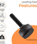 Eight Pack Adjustable Furniture Leveling Feet With M8 ISO Thread 1.8 Inch Tall 1 Inch Base Nuts And Felt Pads Included Black No Wobble Desks Tables And Chairs