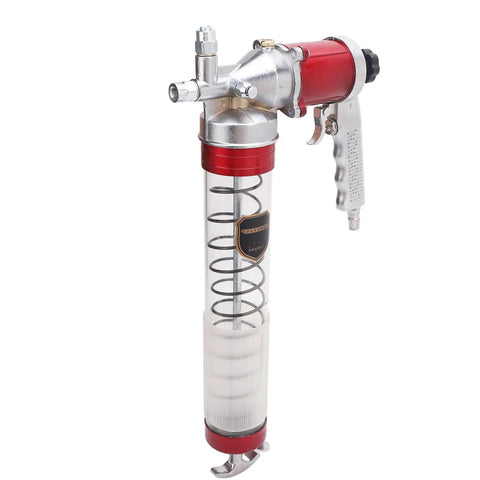 Heavy Duty Pneumatic Grease Gun with 10000 12000 PSI high pressure grip style tool, alloy steel and aluminum construction, side view