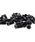 Rock Solid Carbon Steel Hex Socket Grub Screws M2 M2.5 M3 M3.5 M4 M5 M6 scattered on a white background, showcasing various sizes.