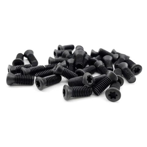 Rock Solid Carbon Steel Hex Socket Grub Screws M2 M2.5 M3 M3.5 M4 M5 M6 scattered on a white background, showcasing various sizes.