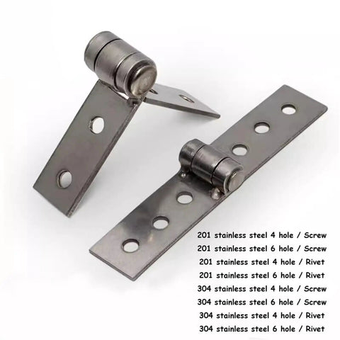 Two Pack Stainless Steel Frameless Folding Window Hinges With Soft Close Dampers, 201/304 stainless, 4 and 6 hole options