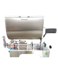 Hella Precise Semi-Auto Piston Filler With Slick Mixer And Solid Stainless Steel Hopper, large stainless hopper for thick liquids.