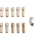 Beefy 11 Piece Brass Collet Chuck Set for Rotary Tools, Tight Grip and Precise Alignment, includes various mm diameters