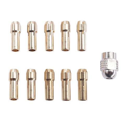 Beefy 11 Piece Brass Collet Chuck Set for Rotary Tools, Tight Grip and Precise Alignment, Includes 0.5-3.2 mm Diameters