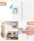 Image showing close-up of satin nickel privacy latch on 32 Inch By 80 Inch Sliding Pocket Door Kit with Track Hardware and Frame.