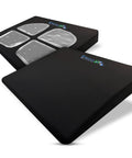 Get Rid Of Tailbone And Hip Pain With This 3.5 Inch Thick Ergonomic LiquiCell Seat Cushion showing sleek black design and liquid pads.
