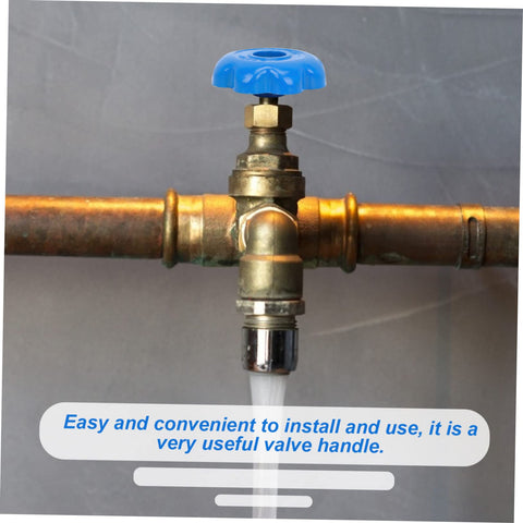 Six Piece Valve Handwheel Handles Set For Angle And Globe Valves Outdoor Ready; blue handwheel on copper pipe valve