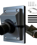 Built Tough HVAC Wall Penetration Cover And Line Set Cover Kit Crafted From UV Resistant ABS For Solid AC Duct Coverage With A Quick Seal That Works Like A Charm In Sleek Grey, showing parts including wall cover and attachment hardware.