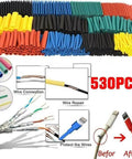 The Ultimate 530 Pc Heat Shrink Tubing Assorted Cable Wire Wrap Sleeve Kit For Automotive Electrical Repair Maintenance And DIY Projects Including Durable Insulation Sleeves To Keep Your Car Wires Secure And Protected From Wear. 530-piece assorted heat shrink tubing kit, 2:1, 1mm-10mm, multicolor