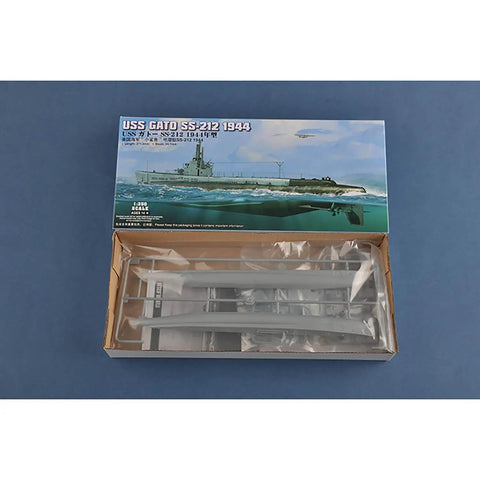Box of 1/350 USS Gato SS-212 World War II Submarine Plastic Static Display Model Kit With Photo Etched Nameplate Over 20 Parts