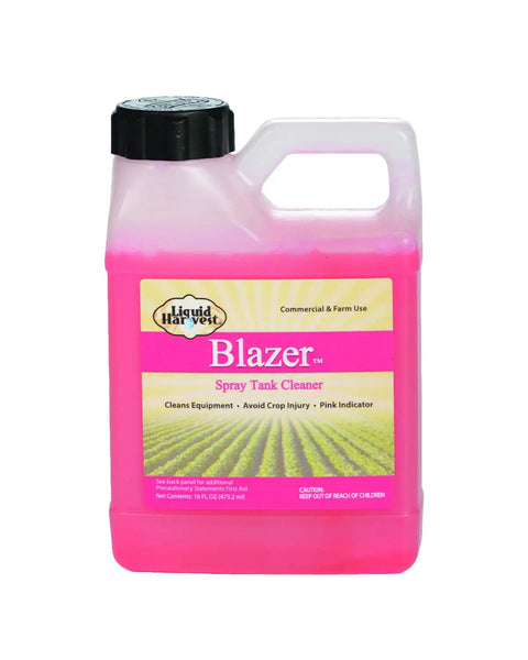 Image of Blazer Spray Tank Cleaner 16 Oz For Garden And Lawn Use Removes Chemical Residue From Sprayer Tanks Prevents Cross Contamination And Plant Damage Quick Rinse Ideal For Commercial And Farm Sprayers in pink bottle.