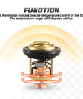Yamaha 2-Stroke Outboard Thermostat For 3HP To 250HP Motors Replacement 6E5-12411 showing copper core and 50°C temperature range