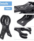 Ditch The Struggle With This 10 Pack Of Premium Black Arch Clips. These Sleek Plastic Spring Clamps Hold Balloons And Decors Tight Without Showing. Perfect For DIY Backdrops And Events That Need A Cool, Invisible Grip Every Time You Party Up. 10pcs black plastic spring arch clips, close-up detail