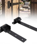 Tough As Nails 13 Inch Heavy Duty Strap Gate Hinges With Nine Hundred Pound Load Capacity Plus Flexible Ninety Degree Swivel Design, black metal construction.
