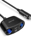 Heavy Duty Car Cigarette Lighter Splitter With Dual Usb Fast Charge Ports And 150W Power Outlet for quick charging gadgets.