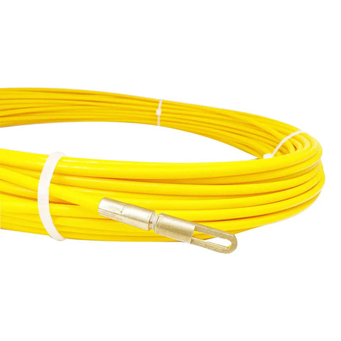 50 Foot Fiberglass Fish Tape Cable Puller Kit For Electrical Wiring Through Walls And Ducts With Smooth Pulls in yellow coil