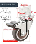 One Piece Heavy Duty Caster Wheel 20 Kg Silent Swivel With Brake For Moving Furniture Chairs Beds Cabinets Work Tables Soft Rubber