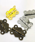 20 Pack Small Cabinet Door Hinges For Furniture Upgrade Heavy Duty Drawer Mounting Braces in bronze, chrome, and gold finishes.