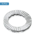 Size 10 Wedge Locking Washers in 304 Stainless Steel, Vibration Resistant DIN 25201, 10 pack on white background