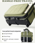 AUROTIER rolling green laptop bag with quilted puffer exterior, wheels, and retractable handle