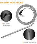 2 Pack Replacement Meat Probes Temperature Sensor Kit For BBQ Grills And Smokers, Stainless Steel Probes With Clip