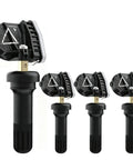 Fresh 4 Pack 433MHz TPMS Tire Pressure Sensors Plug And Go Direct OEM Replacement set of four black sensors with gold bolt.