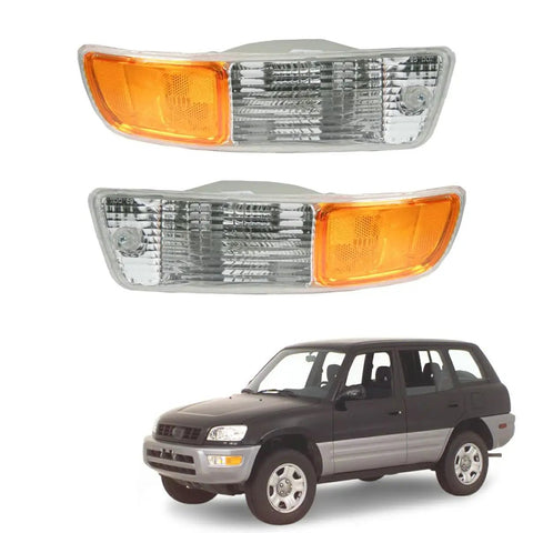 Turn Signal Light Front Corner Side Marker Pair For RAV4 1998 1999 2000 Left Driver Side And Right Passenger Side Lamp With Wires No Bulb Replacement Kit Durable ABS shown with vehicle