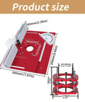 Slick Precision Router Lift Kit With Dead Simple Drop In Table Insert And Heavy Duty Aluminum Base Mounting Platform, 200x240mm size with measurement details.
