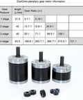 Planetary Gearbox PG42 Speed Reducer 42mm Diameter With 8mm D Type Shaft All Metal Gears and gear ratio chart