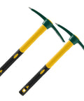 Two Pack 17.7 Inch Pick Mattock Hoe Set, Forged Steel Weeding Tool With Non Slip Rubber Handle, Garden Pick Axe For Weeding
