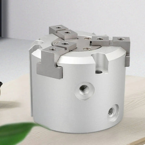 Three-Jaw Pneumatic Clamping Chuck With Air-Driven Cylinder For A Tight, Secure Workpiece Grasp In Industrial Systems