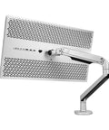 Heavy Duty Height Adjustable Monitor Mount Stand Built For Slick Desk Flex And Zero Drilling Hassle With Quick Snap Install showing rear view and arm detail.