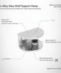 Semi Circular Zinc Alloy Glass Shelf Clamp Mounting Bracket with brushed metal finish, showing snug fit and easy installation.