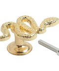 Snake Shape Cabinet Knobs And Door Handles, Zinc Alloy With Ancient Gold Finish, 52x27x24mm, shown with mounting screw.