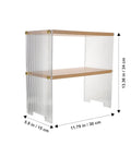 Clear The Counter Clutter With This Slick Wooden Acrylic Display Shelf, multi tier, 13.36 in height, 11.79 in width, clear design.