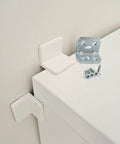 Hella Sturdy Stainless Steel L Brackets With Smooth White Caps Provide Serious Anti Tip Reinforcement For Floating Shelves Drawers And Cabinetry No Sweat Setup Ensures A Flawless Finish Every Single Time with screws