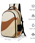 Earth Tone Abstract Curve Art Backpack For Men And Women, 12.6 x 7.3 x 16.5 inches polyester daypack with high capacity.
