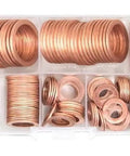 Top Notch Flat Copper Washers 150Pc Assortment Heat Resistant Oil Seal Gaskets For Auto Sump Plugs M6 M8 M10 M12 M14 M16 M18 Fits Cars With Organizer Box Keeps Engines Tight Dry Preventing Costly Breakdowns Works Great For Any Driver Fixing Ride, copper washer kit in organizer box