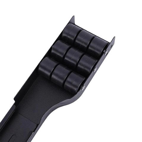 Close-up of black wheels on Heavy Duty Appliance Roller With Extendable Width And Height Adjustable Design