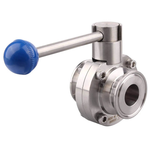 Sanitary Butterfly Valve With Pull Handle 304 Stainless Steel Tri Clamp Clover 1 Point 5 Inch Tube OD