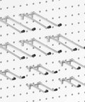10 Pack Pegboard Hooks Set, Heavy Duty Metal Hooks For Pegboard, 4 Inch And 6 Inch Lengths, 1/4 Inch Fit, on a white pegboard