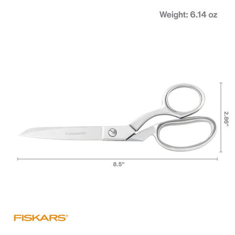 8 Inch Bent Forged Stainless Steel Fabric And Sewing Scissors For Denim Silk And Multiple Layer Materials Heavy Duty Pro Grade Precision Ground Blades Great For Crafting And Seamstress Projects, side view