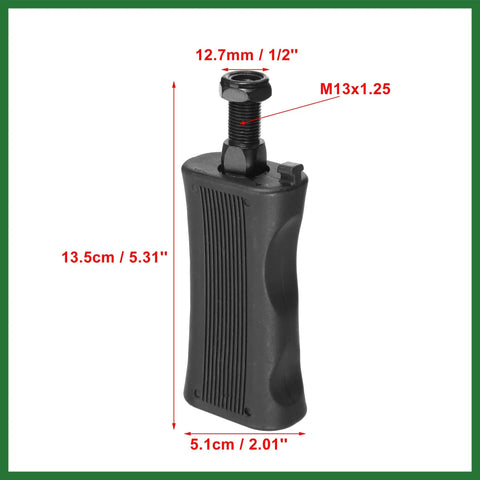 Side view of durable black Non Slip Exercise Bike Pedals With Straps, 12.7mm spindle, visible measurements, indoor and outdoor use.