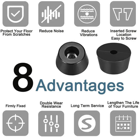 Heavy Duty Rubber Feet Bumpers With Metal Washer Inserts For Furniture And Appliances D14x12xH8mm Black 20 Pack Floor Protector