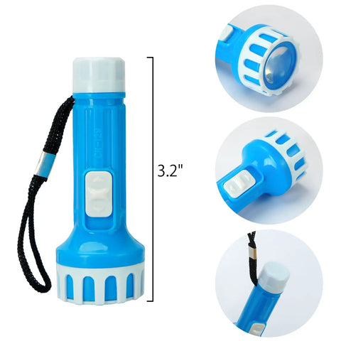 Blue flashlight from 30 Piece Mini Flashlight Set With Lanyards Batteries Included Bright Colorful Handheld Torches For Kids Camping