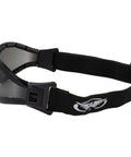 Side view of Anti-Fog Goggles With Smoke Lens For Bright Sun, Z87.1 safety rated, shatterproof polycarbonate, vented EVA foam padding.